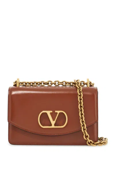 Valentino Garavani Cognac Leather Shoulder Bag In Brown