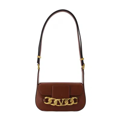 Valentino Garavani Vlogo Leather Crossbody Bag In Brown