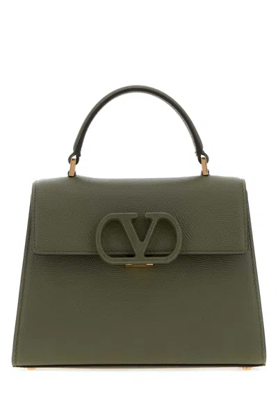 Valentino Garavani Small Vlogo Signature Leather Tote Bag In Green