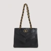 Valentino Garavani Laseine Shopping Bag In Nappa Leather With A Chevron Pattern For Woman In Black
