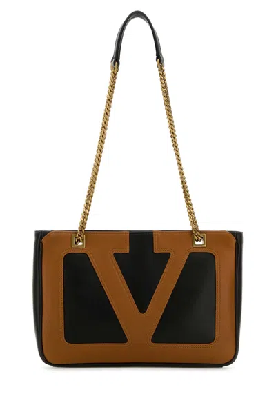 Valentino Garavani Black Nappa Leather Small Viva Superstar Shoulder Bag In Multi