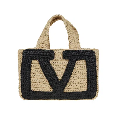 VALENTINO GARAVANI VALENTINO GARAVANI SMALL TOTE VIVA SUPERSTAR CROCHET RAFIA