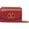 Valentino Garavani Small Vain Vlogo Leather Shoulder Bag In Burgundy