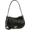 Valentino Garavani Small Vlogo Leather Saddle Shoulder Bag In Nero