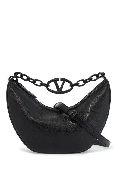 Valentino Garavani Small Vlogo Moon Hobo Bag In Black