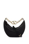 Valentino Small Vlogo Moon Hobo Bag In 黑色的