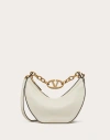 Valentino Garavani Small Vlogo Moon Hobo Bag In Grainy Calfskin With Chain Woman Ivory Uni In アイボリー