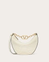 Valentino Garavani Small Vlogo Moon Hobo Bag In Nappa Leather With Chain Woman Ivory Uni In White