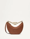 Valentino Garavani Small Vlogo Moon Hobo Bag In Nappa Leather With Chain Woman Tobacco Uni
