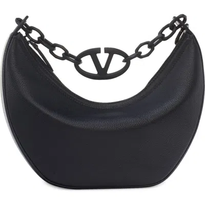 Valentino Garavani Small Leather Vlogo Moon Shoulder Bag In 0no Nero