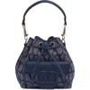 Valentino Small Vlogo Toile Bucket Bag In Yj9 Melange-denim/worker