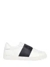 Valentino Blue Calf Leather Bos Taurus Low Top Sneakers In White
