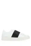 Valentino Blue Calf Leather Bos Taurus Low Top Sneakers In White
