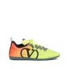 Valentino Lime Green And Fluorescent Orange Sporty Sneakers In Cotton And Pu Bold Design