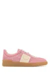 Valentino Round Toe Suede Sneakers With Stud Detail