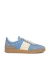 Valentino Upvillage Suede-trimmed Leather Sneakers In Blue