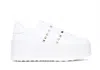 Valentino Garavani Flatform Rockstud Untitled Trainer In Calfskin And Wool Woman White 39 In White