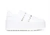 Valentino Garavani Flatform Rockstud Untitled Trainer In Calfskin And Wool Woman White 39 In White