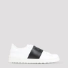 Valentino Blue Calf Leather Bos Taurus Low Top Sneakers In White