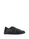 Valentino Rockstud Untitled Studded Leather Sneakers In Black