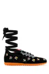 Valentino Chromathon Sneakers Velvet Floral Embroidery In Black