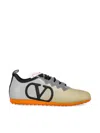 Valentino Laced Sneakers In Gold-silver-black/grey/coral R