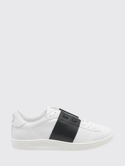 Valentino Garavani Minimalist Leather Sneakers With Contrasting Stripe Detail And Vlogo Signature In White