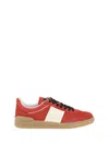Valentino Garavani Upvillage Low Top Trainer In Split Leather And Calfskin Nappa Leather In Red