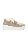 Valentino One Stud Xl Nubuck And Wool Sneaker In Sunset Beige/natural/white/s