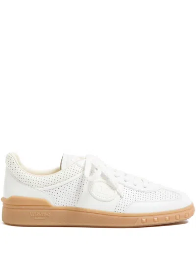 Valentino Garavani Nappa Leather Upvillage Round Toe Sneakers In White