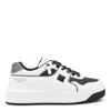 Valentino Garavani White And Grey Leather Low Top One Stud Sneakers In White