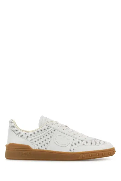 Valentino Garavani Nappa Leather Upvillage Round Toe Sneakers In White