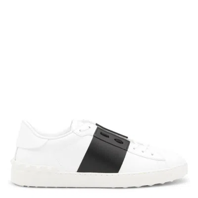 Valentino Garavani Open Leather Sneakers With Contrast Band And Stud Details Shoes In White