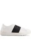 Valentino Calfskin Sneakers With Contrasting Bands And Rubber Studs In White