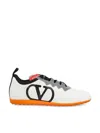 Valentino Chromathon Low-top Sneakers In Perforated Leather In White/grey/black Matt/pumpki