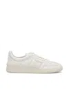 Valentino Padded Sneakers With Golden Logo For Women In White/snow White