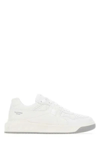 Valentino Garavani Nappa Leather One Stud Sneakers For Men In White