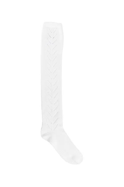 Valentino Perforated Cotton Socks For In White