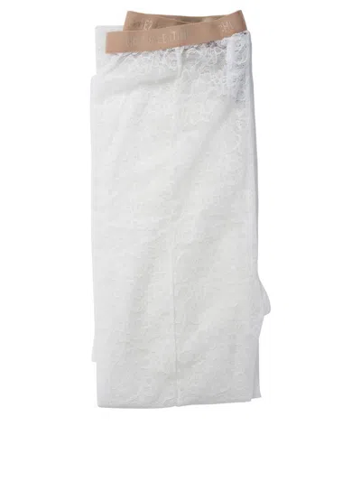 Valentino Sheer Lace Waistband Socks In White
