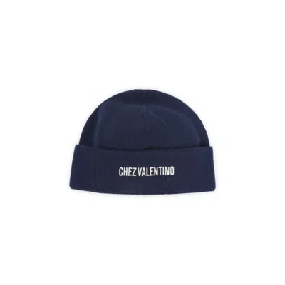 Valentino Garavani Soft Cotton Blend Stylish Hat In Blue