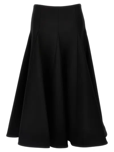 Valentino Black Silk Flounced Midi Skirt