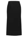 Valentino Garavani 'grisaille' Black Midi Skirt With Side Splits In Wool Woman