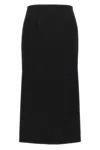 Valentino Garavani 'grisaille' Black Midi Skirt With Side Splits In Wool Woman