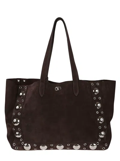 VALENTINO GARAVANI VALENTINO GARAVANI SPACIOUS BROWN SUEDE TOTE