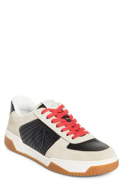 Valentino Garavani Sneakers Contrasting Panels Perforated Detailing Rubber Sole In Multi