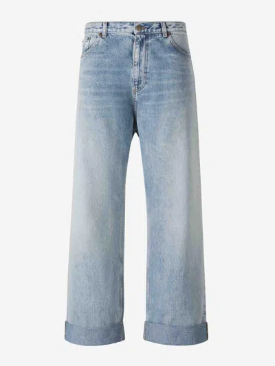 Valentino Garavani Straight Denim Jeans In Denim Light Blue