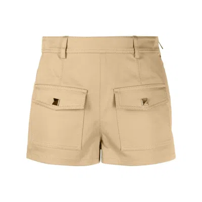Valentino Garavani Stretch-cotton Low-rise Shorts In Nude