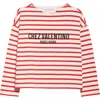 Valentino Womens Avorio Rosso Striped Brand-print Cotton-jersey T-shirt In Ivory/red