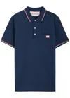 Valentino Garavani Blue Polo Shirt With Classic Collar And Logo Patch On The Front In Cotton Man In Blue