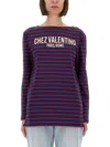 Valentino Garavani Striped Cotton Jersey T-shirt In Blue